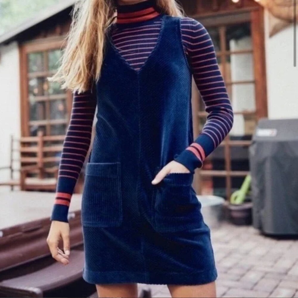 Marine Layer Shift Dress in Navy Velour Corduroy